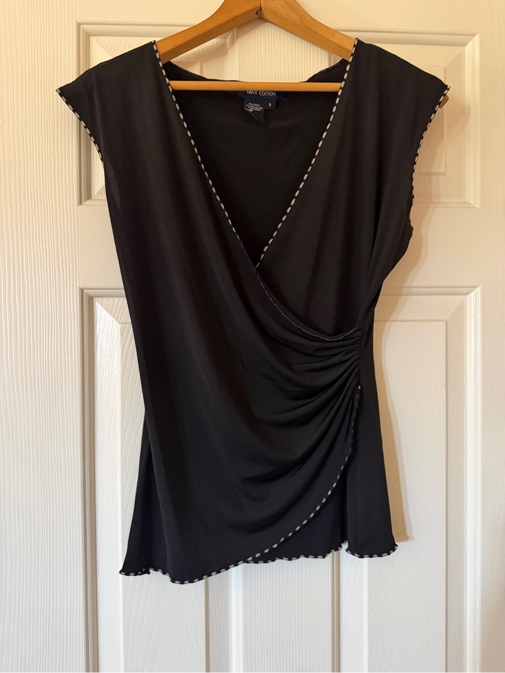 Max Edition Black Short Sleeve  Top Blouse, SIZE small